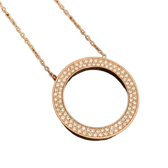 Michael Kors Open Circle Rose Gold Pendant Necklace - Eternity Circle of Life - Picture 3 of 11